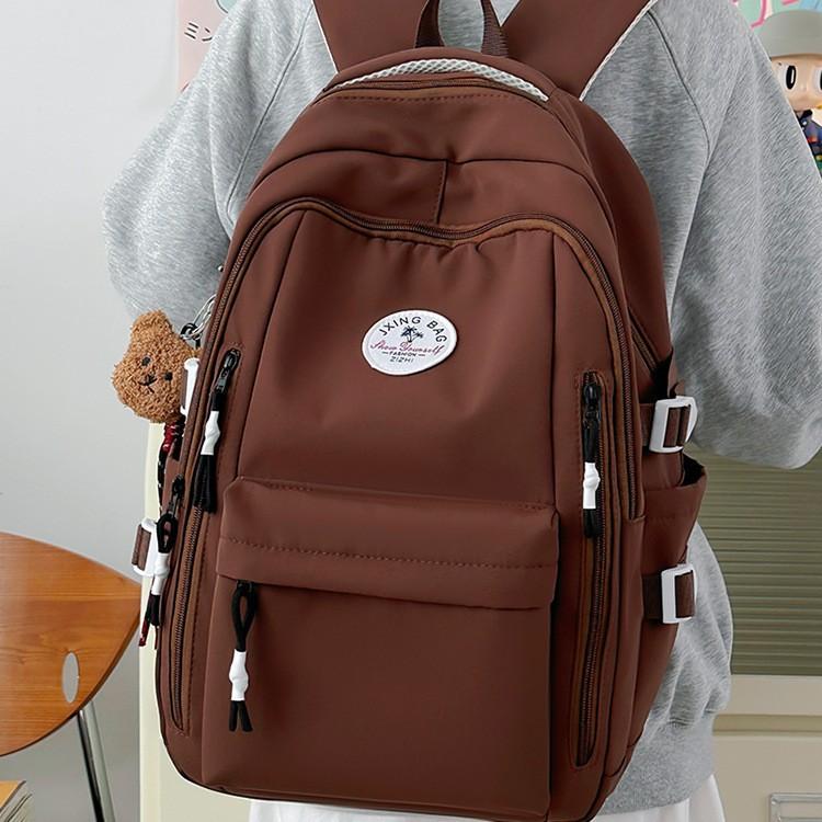 Schoolbag1011 Japanese Ins Style Girl Schoolbag Simple and Lightweight Backpack College Style High School Student Solid Color Casual Backpack