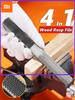 4 In 1 Wood Rasp File, Premium Grade High Carbon Hand File and Round Rasp,Half Round Flat & Needle Files for Sharpening Wood