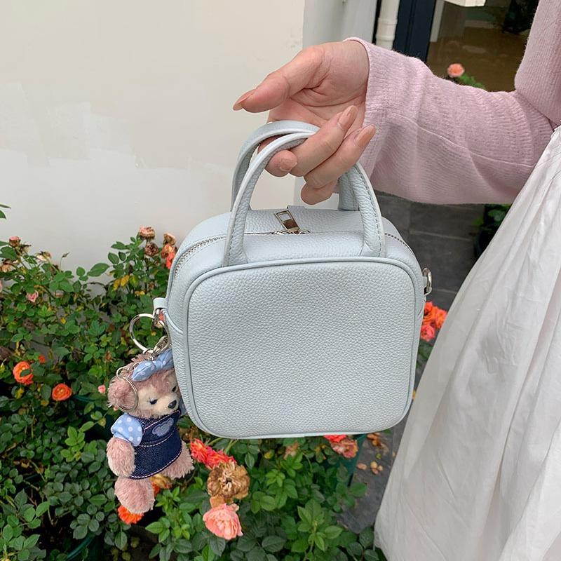 Spring New Lychee Pattern Versatile Small Square Bag Multifunctional One-shoulder Crossbody Hand-held Backpack for Women