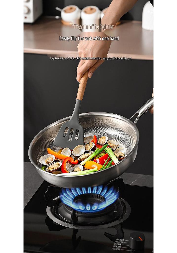 Pfanne mit Pfauenmuster, Antihaftbeschichtung aus Titan - Keine Beschichtung, Flacher Boden, High-End, Verdickt für Steaks.