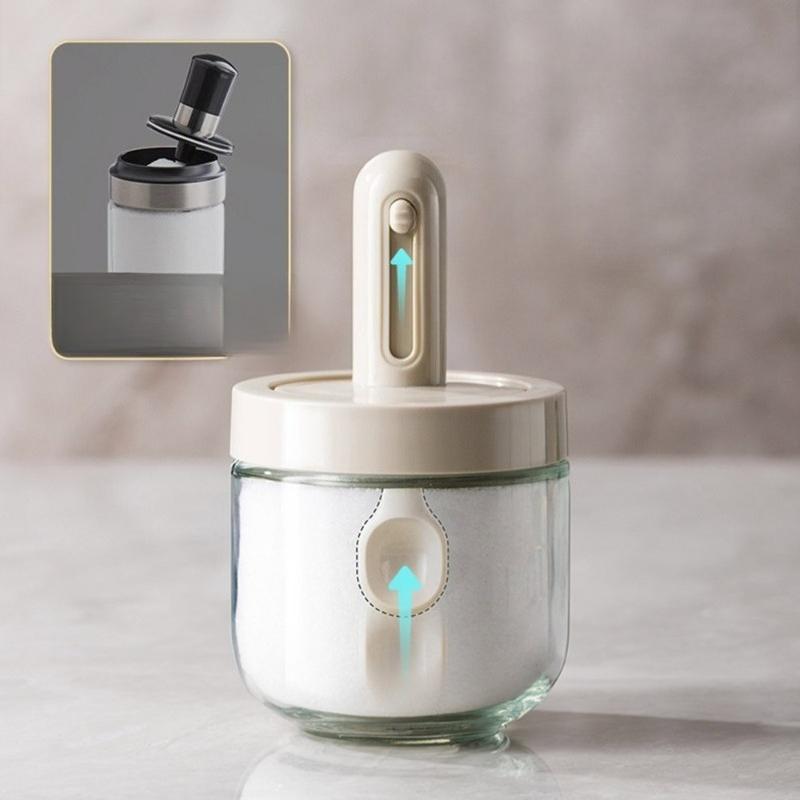 Seasoning Jar Spice Jar Sugar Salt Jar With Lid Spoon Monosodium Glutamate Seasoning Bottle Food Storage Box Kitchen Container