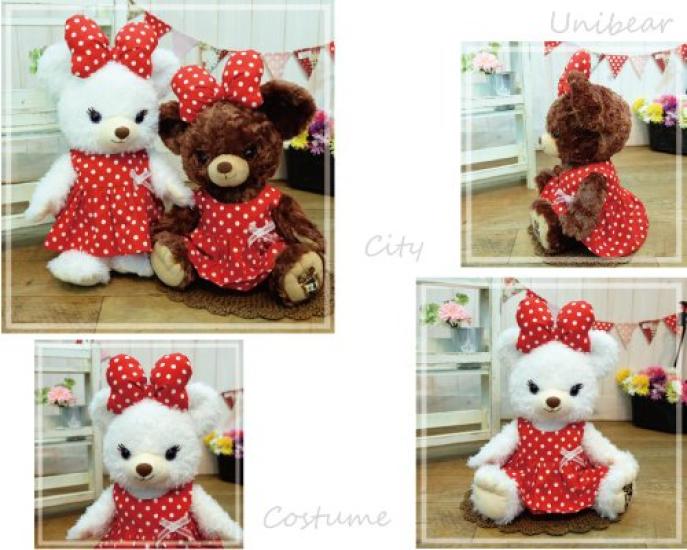 cushu cush UniBear Costume Red Polka Dot Sleeveless Dress Ribbon Size Small &