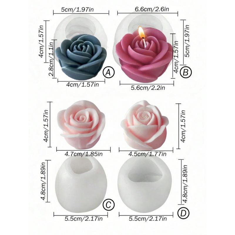 3D Rose Flower Aromatherapy Candle Silicone Mold for DIY, Baking, Plaster, & Soap Making