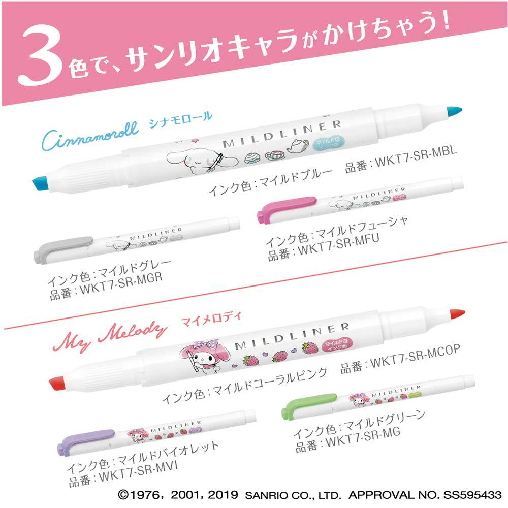 Zebra Mildliner Sanrio 3 Highlighter, Pompompurin, Colors, WKT7-SR-3C-PN