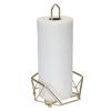 Satin Gold Paper Towel Holder Free Standing Durable Iron Frame Raised Base Rust Resistant Convenient Kitchen Storage