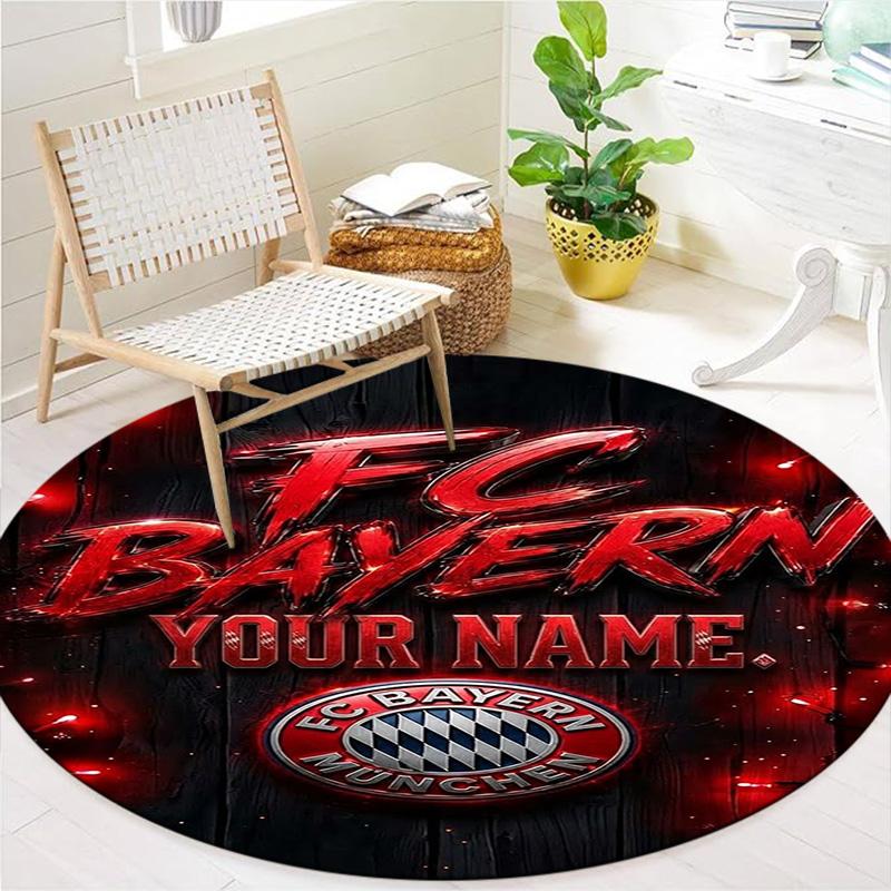 Bayern Munich Fan Gear Custom Name Round Area Rug Carpet Rug For Living Room Bedroom Sofa Playroom Decor Nonslip Floor Mat