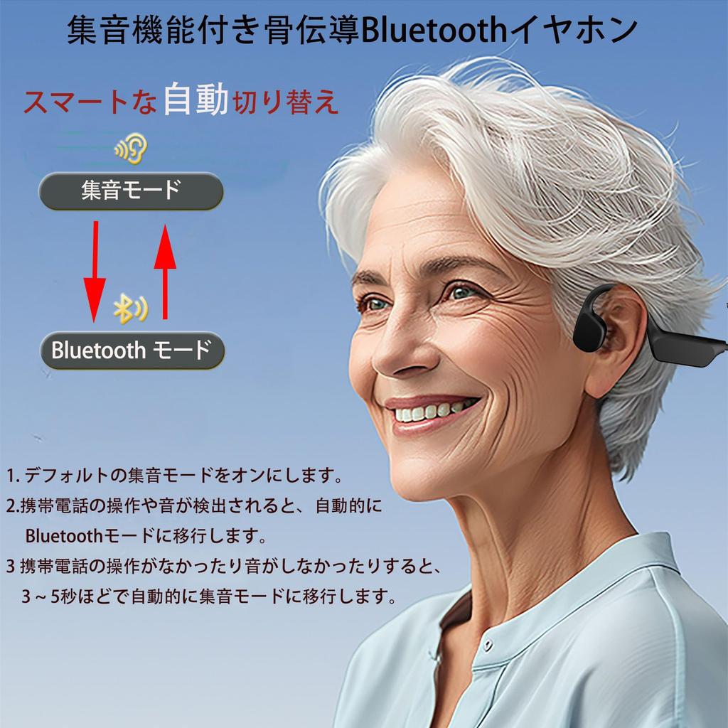 Bone Conduction Sound Bluetooth Wireless IPX5 Battery Life Amplifier, Earphones, Headphones, Waterproof, Lightweight, 15-Hour