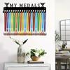 Metal Black Medal Display Rack Wall-Mounted Medal Hooks Holds 60 Medals For Running Football Baseball Awards Art Home Decor