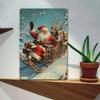 Vintage Tin Sign Santa Claus Reindeer Sleigh Wall Decor Metal Poster Christmas Home Art