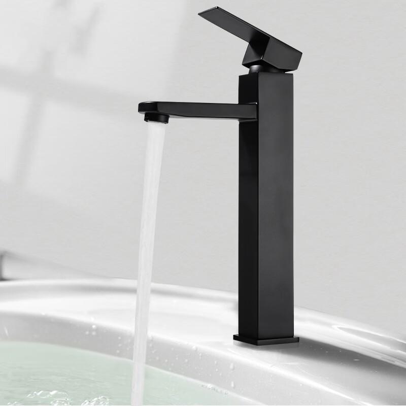 Black Square Tall 304 Stainless Steel Hot/Cold Basin Faucet