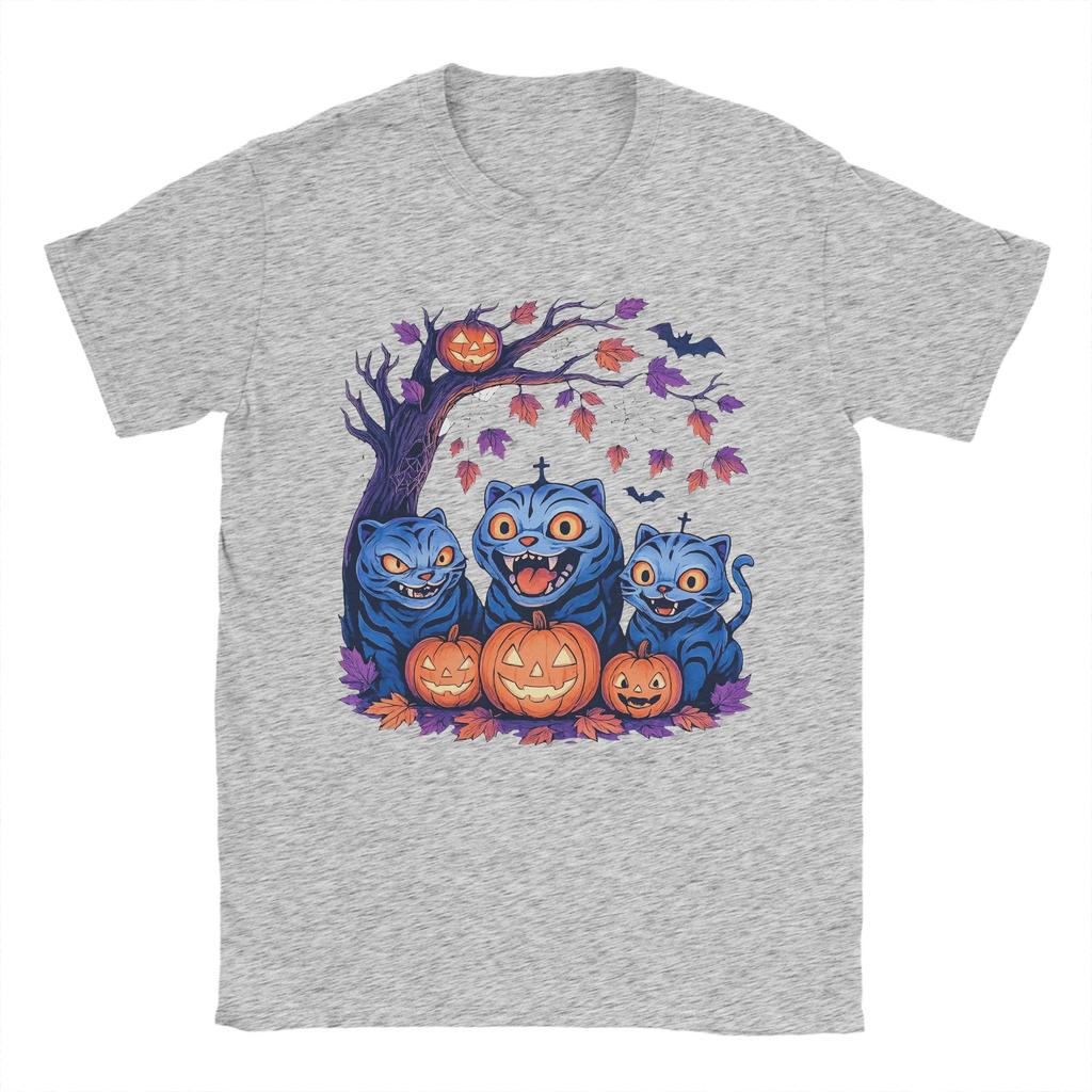 Men Spooky Huntrix Halloween Derpy Tiger T Shirt  Pure Cotton Tops Novelty Short Sleeve Round Neck Tees Summer T-Shirts