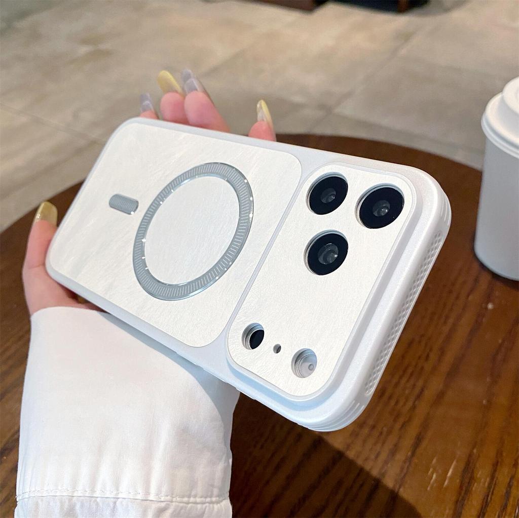 Luxury Fashion Leather Texture For Magsafe Magnetic Phone Case For iPhone 17 16 15 14 Pro Max Lens Protection Shockproof Cover