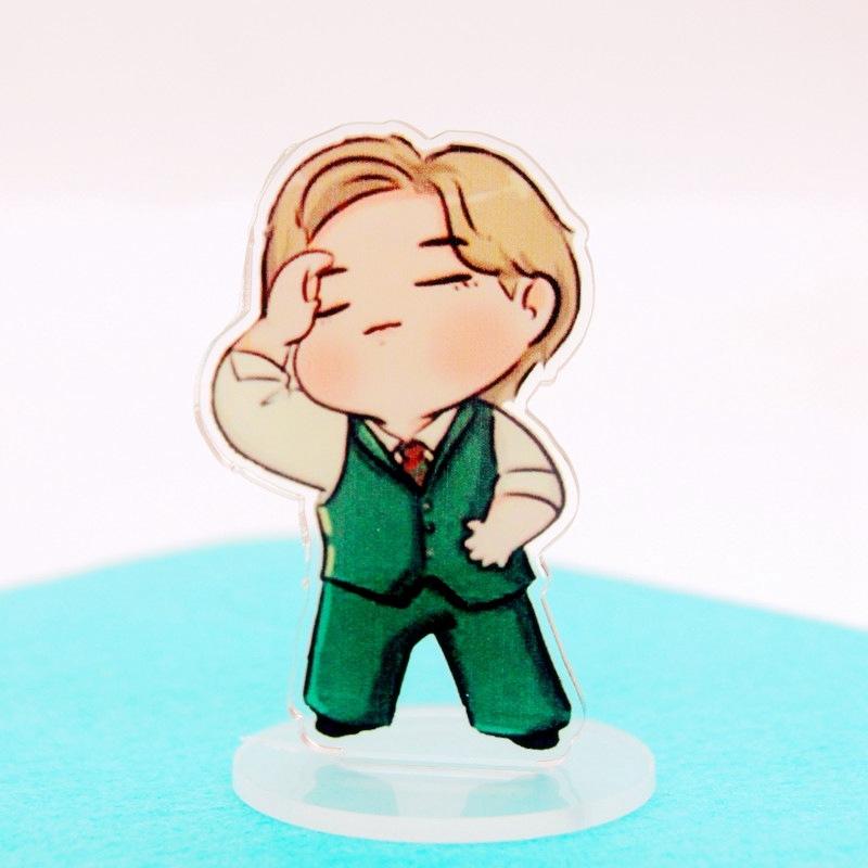 7pcs BTS 10cm Cute Cartoon Acrylic Standee, Bangtan Boys Casual Outfit Cartoon Figure Display, Kpop ARMY Fans Desk Decor