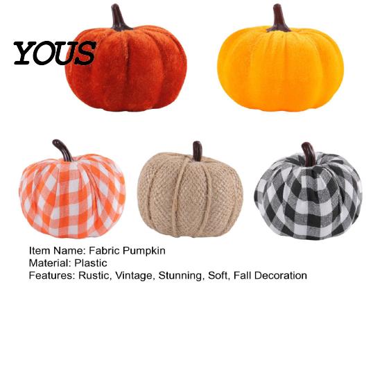 Autumn Harvest Decor 5 Pcs Fall Fabric Pumpkin Decor, Thanksgiving Farmhouse Stuffed Decorations Decoration, Small Faux Pumpkins for Home