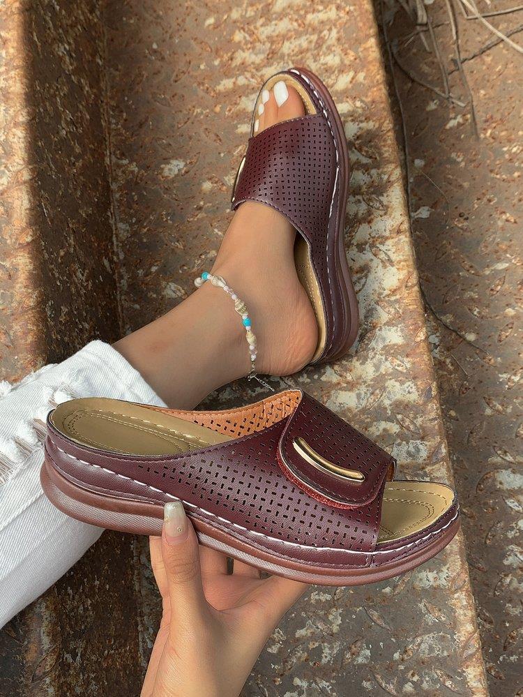 Dámské klínkové pantofle s výřezy Dámské letní pohodlné prodyšné platformové sandály Dámské protiskluzové žabky Plus Size 43 Mujer