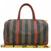 Auth FENDI Pecan Striped Boston Bag Brown PVC Leather Women’s fe5617cc