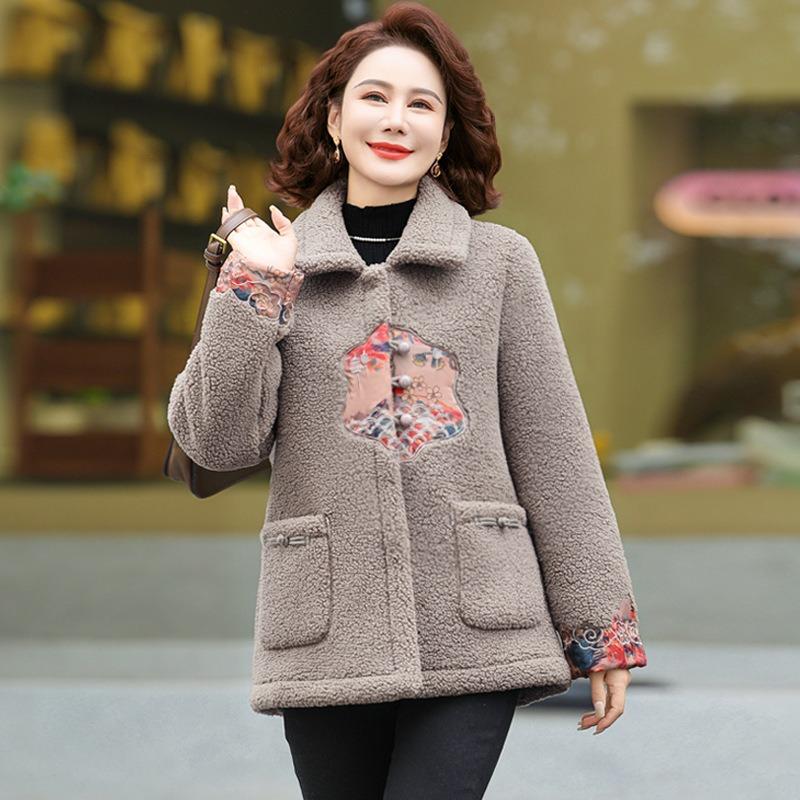

Осенне-зимние куртки из хлопка с ягнячьей шерстью, лацканы, женская зимняя одежда, куртки на флисе и утолщенном гранулированном флисе 5XL хаки