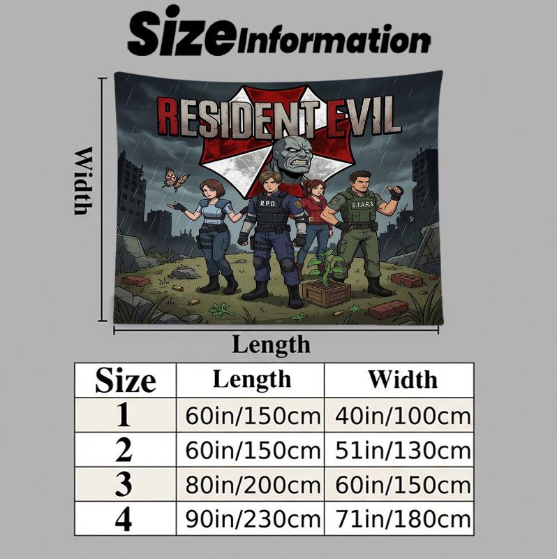 Resident Evil Wall Tapestry Aesthetic Wall Hanging Printed Fabric Blanket Decorative Tapestries For Bedroom Living Room Home Decor