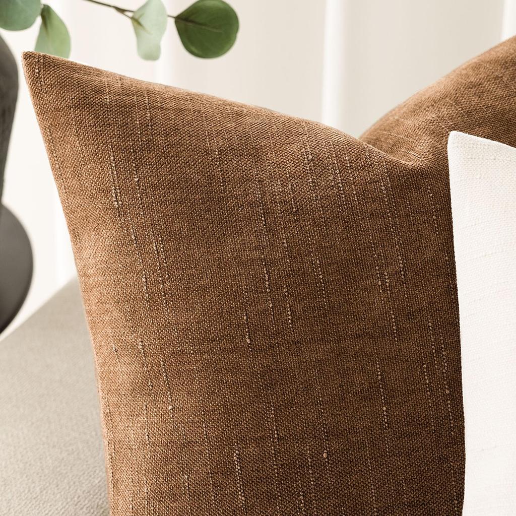 Pack of 2 Soft Textured Throw Pillow Covers Square Accent Solid Cushion Cover Cozy Farmhouse Pillow Case with Zippe for Couch