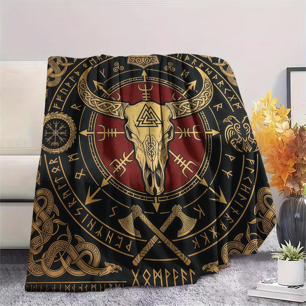 Viking animal snake Print Flannel Blanket High quality Comfortable for All Seasons Home Decor Warmth and Comfort Perfect for Christmas Gifts