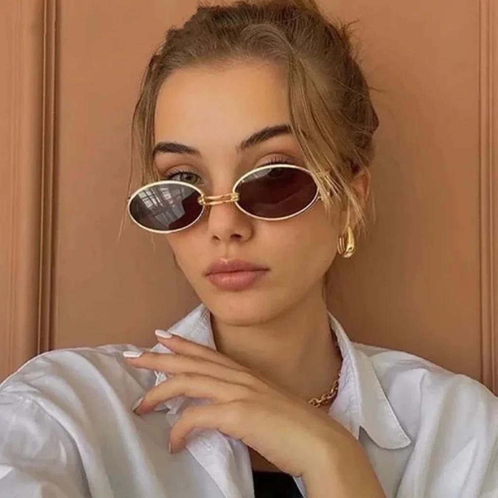 y2k Vintage Small Frame Oval Sunglasses ladies For Men Luxury  Designer Sun Glasses Steampunk Popular Outdoor Eyeglasses UV