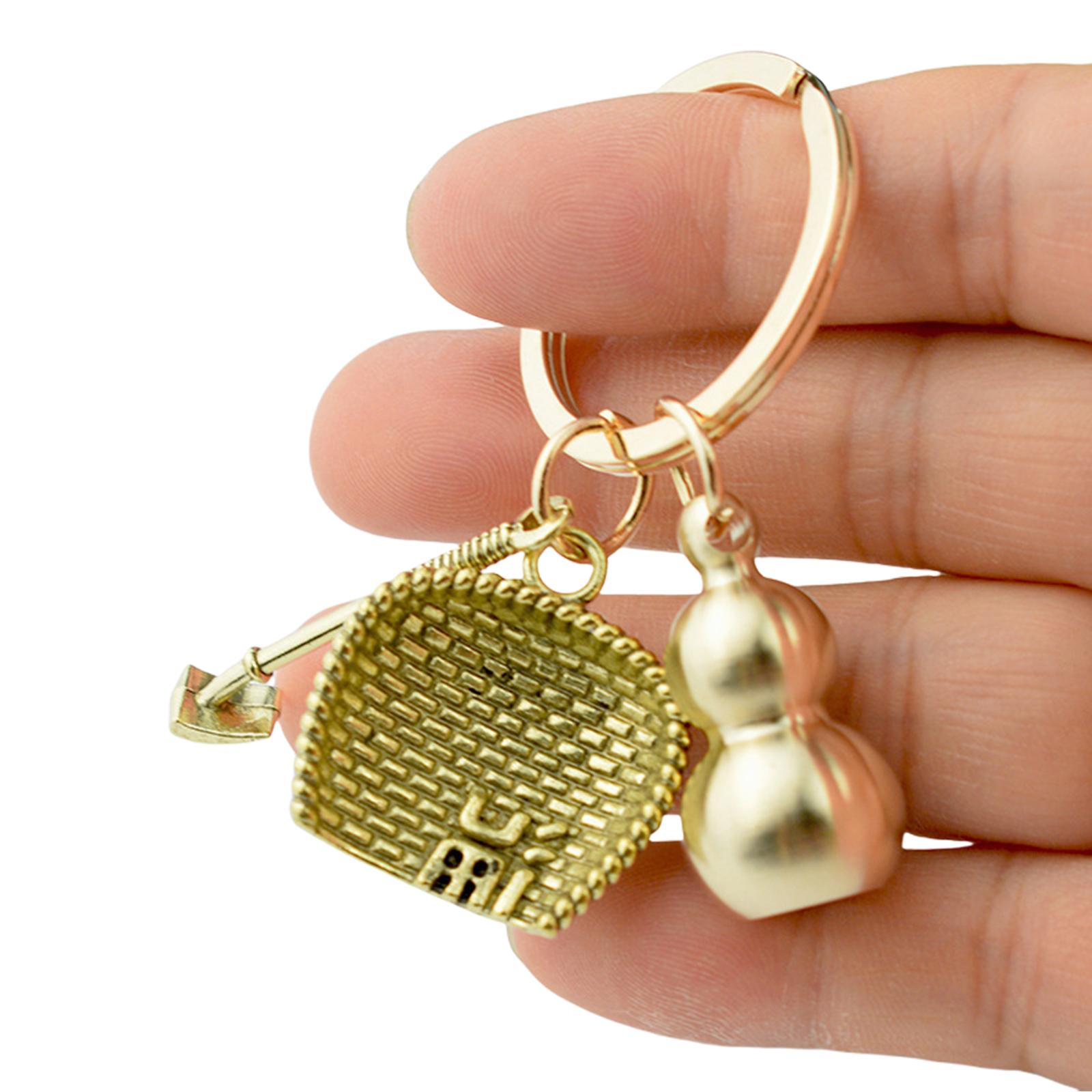 

Элегантный латунный брелок Wu Lou Gourd, портативный брелок с подвеской из медной тыквы, стильный брелок, ювелирное изделие на удачу 1