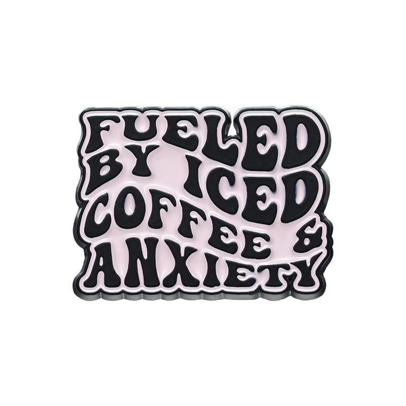 Brooch Alloy Trendy Pin With Charming English Letter Design Inspired By Coffee Cups For Enthusiasts Fashion