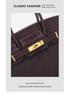 Sac à Bandoulière en Cuir de Vachette Motif Crocodile, Grand Sac à Main Rétro Style Kelly pour Femmes