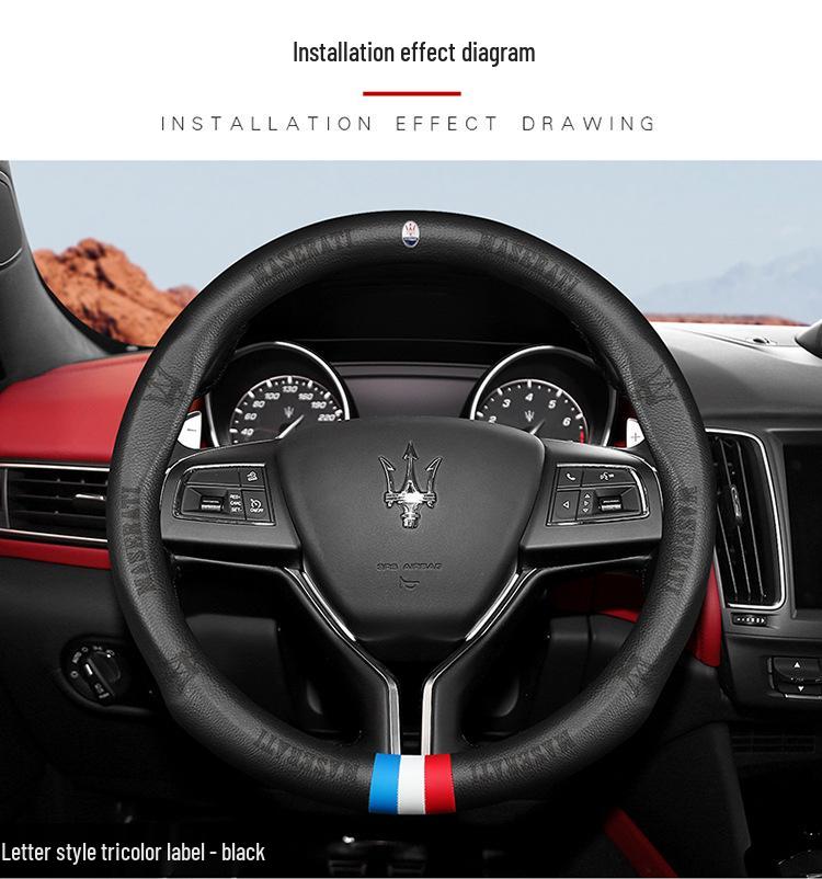 Husă volan din piele naturală pentru Maserati: Se potrivește modelelor Levante și Ghibli.