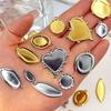 5 Stück Nicht verblassend Edelstahl Herz Rund Unregelmäßig Lünette Anhänger Schalen Leere Cabochon Basis DIY Ohrringe Halskette Schmuckherstellung