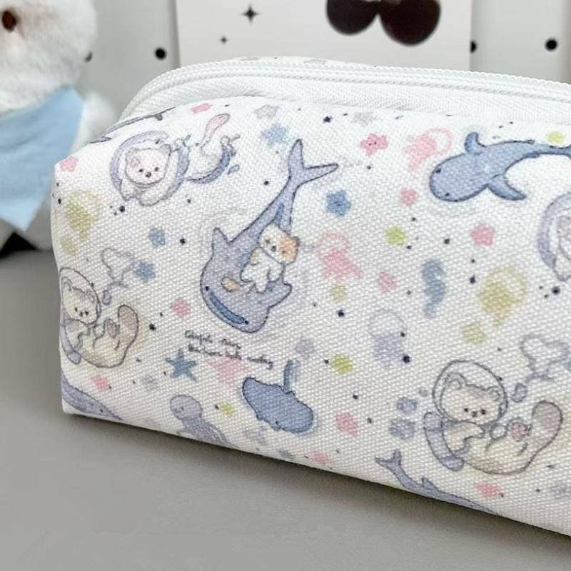 1Pc Student Simplicity Korean Pencil Pouch Large Capacity Stationery Storage Bag Small Makeup Bag Travel Organizer Cosmetic Bag