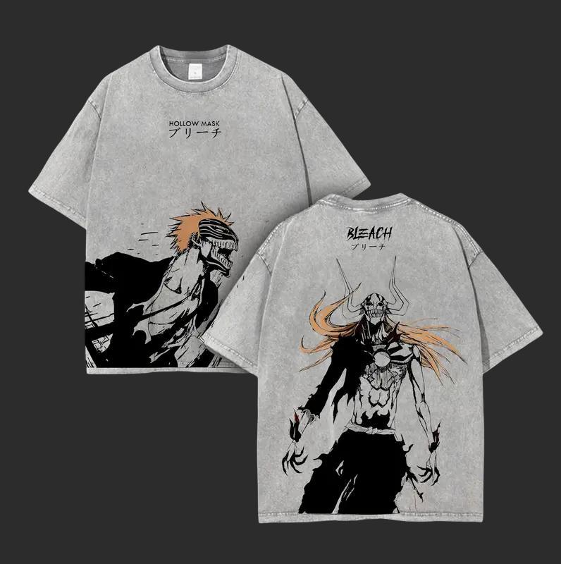 

Ichigo Kurosaki Graphic Tshirt Anime BLEACH Vintage Washed Oversized T Shirt Men Women Clothing Cotton Short Sleeve Tees S