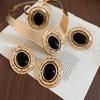 Acrylic Oval Ring Bracelet Stud Earrings Necklace Medieval Vintage Jewelry Set Light Luxury Niche Jewelry