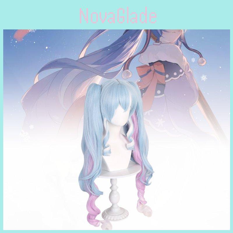 Lange Snow Miku Cosplay-Perücke aus hitzebeständiger Kunstfaser für Damen, perfekt für jeden Hautton