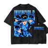 Invincible Anime Printed T-shirt Gothic Y2k Washed Oversized T Shirt Summer Short Sleeve Cotton Tees Tops Men Women Clothing
