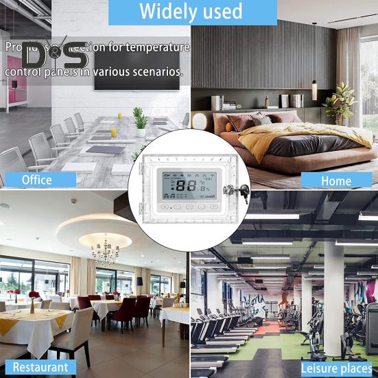 1 Set transparenter Thermostat-Schließkasten mit Schlüssel, einfache Installation, universelle Kunststoff-Thermostat-Schutzabdeckung, Bürobedarf