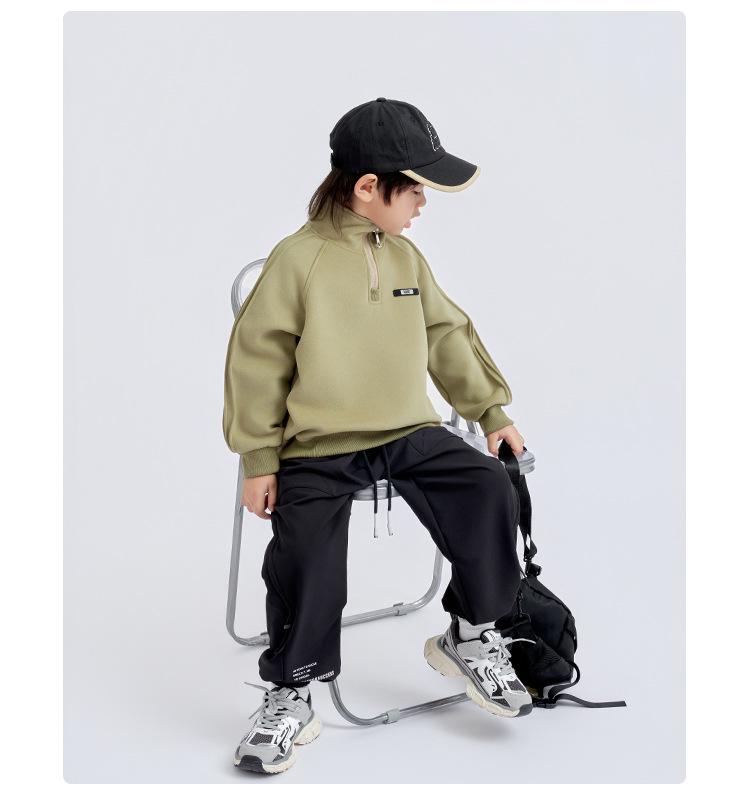 Boys' Comfortable Korean-Style Casual Half-Zip Sweatshirt - Autumn Trend Fashion