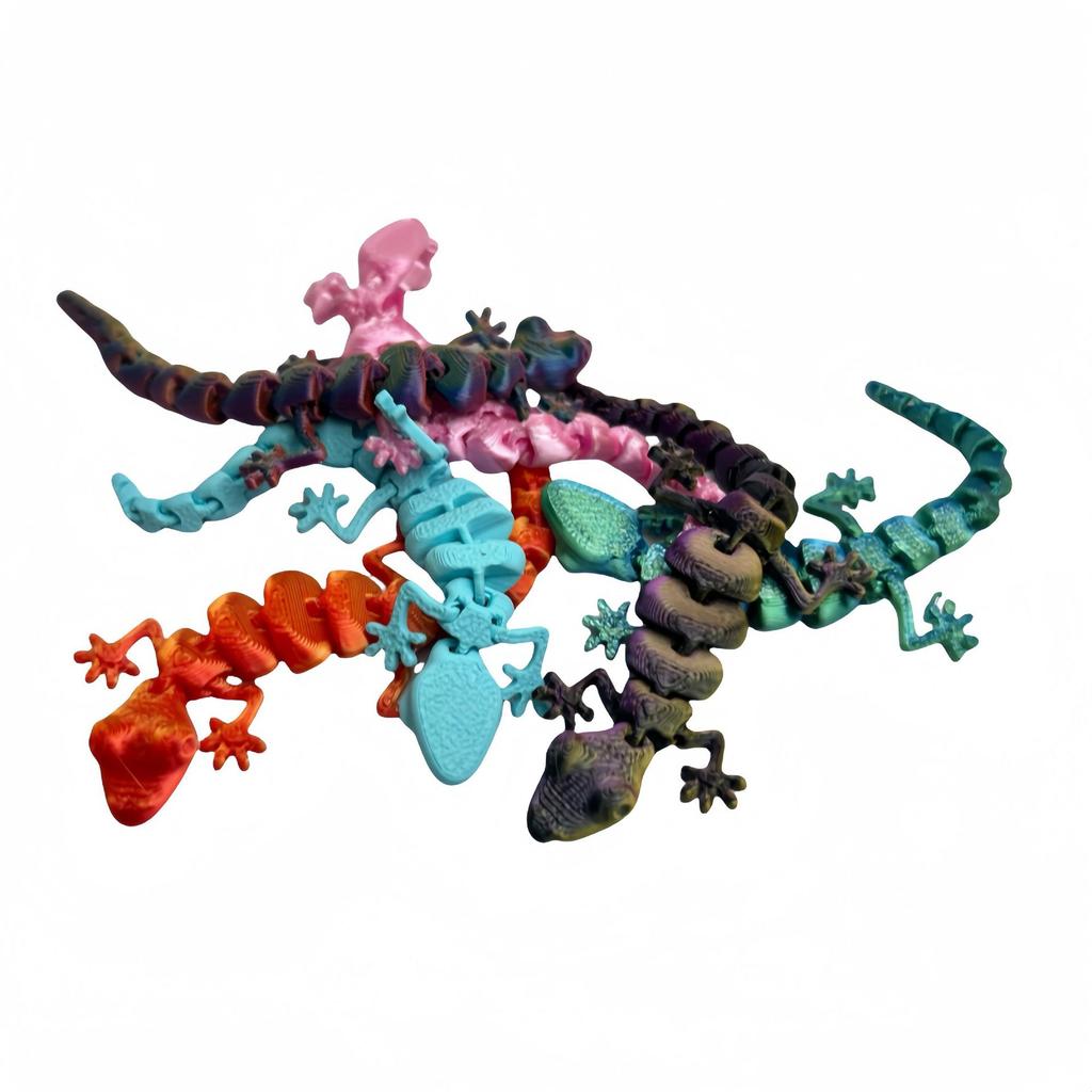 10Pcs Wholesale 3D Printed Toy Ornaments Decoration Lizard Gecko Integrated Joint Mobility Statue Ornament Home Decor