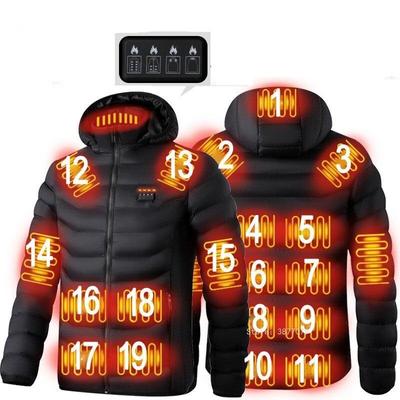 Men 19 Areas Heated Jacket USB Winter Outdoor Electric Heating Jackets Warm Sprots Thermal Coat Clothing Heatable Cotton Jacket