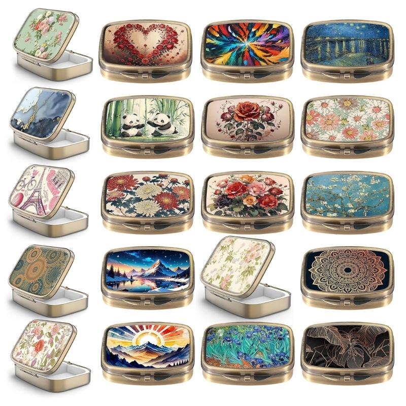 

20PCS Metal Storage Cases Pills Box With Spring Lock For Medication Cosmetics Duals Compartment Tablets Dispenser 1