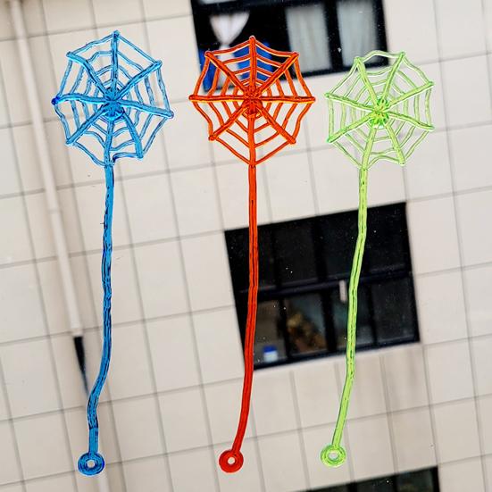 10Pcs Stretchy Sticky Toys Soft TPR Stretchable Colorful Spider Web Wall Climbing Toy Stress Relief Fidget Toys Squishes Stretchy Sticky