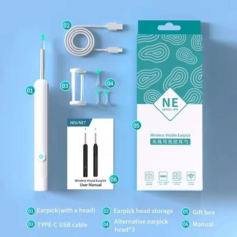 Durable And Safe Visual Ear Cleaner With Camera Wireless Ear Sticks Otoscope Usb C Charging Endoscope Ear Wax Removal Tools Earpick Mini Camera
