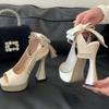 Eilyken Street Style Butterfly-kont Peep Toe Buckle Strap Women Pumps Sandals Elegant Slingback Square High Heels Shoes