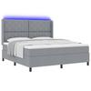 LED Boxspring Bed with Headboard Light Gray 180 X 200 Cm Fabric