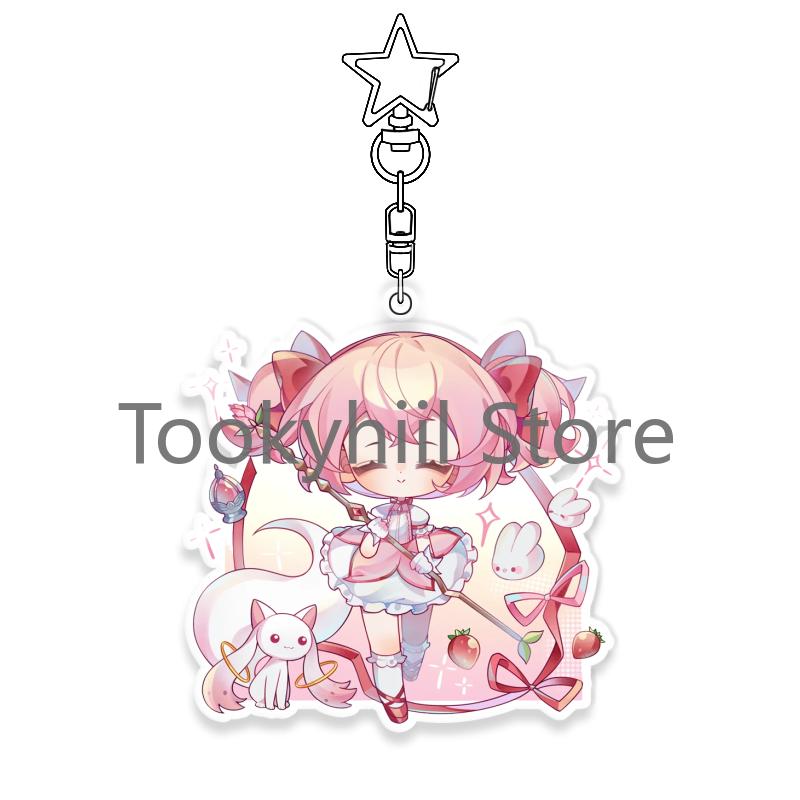 Madoka Magica Keychain Fashion Exquisite Anime Cartoon Figure Figure Decor Pendant Key Ring Ornaments Acrylic Bag Backpack Gift