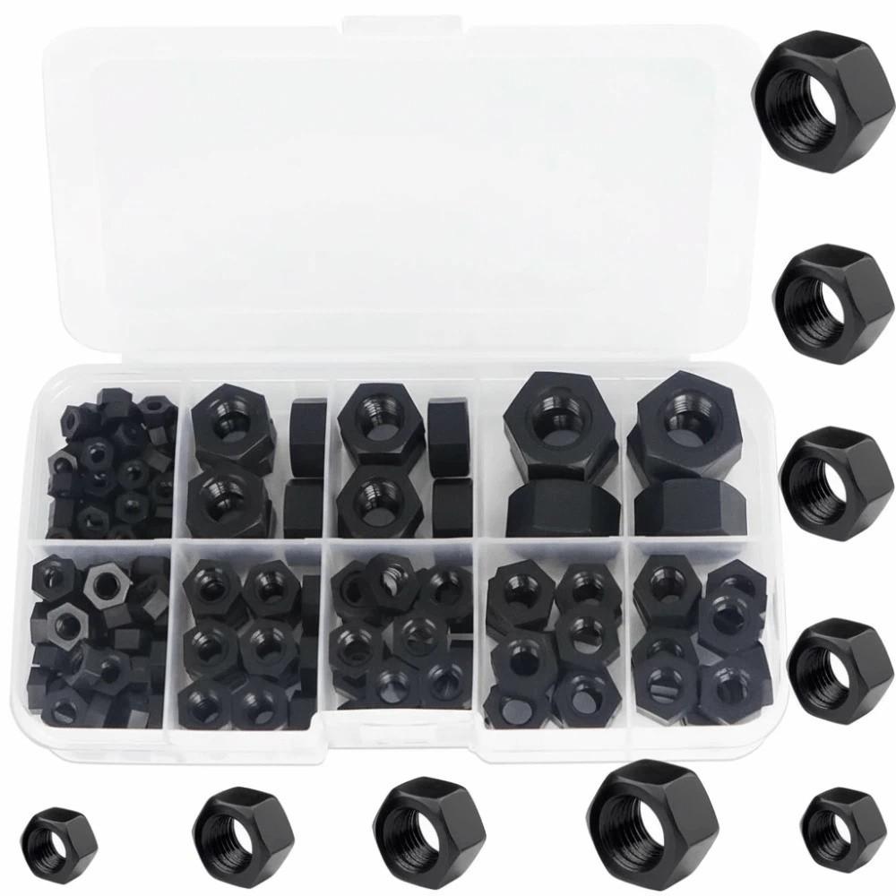 Black Nylon Hex Nuts Nylon Hexagonal Nut High Quality Hex Nuts Assortment Kit Car Repair