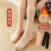 Autumn and Winter Tube Socks Women's Fleece Thickened Warm Snow Socks, Japanese Black Meat Socks Calf Socks