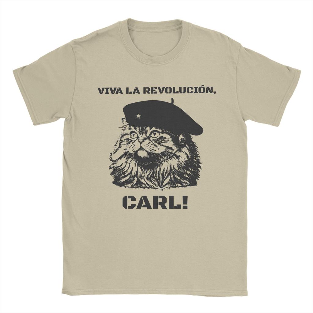 Novelty Viva La Revolucion Carl Dungeon Crawler Carl TShirts for Men 100 Cotton T Shirts Short Sleeve Tees Printing Tops