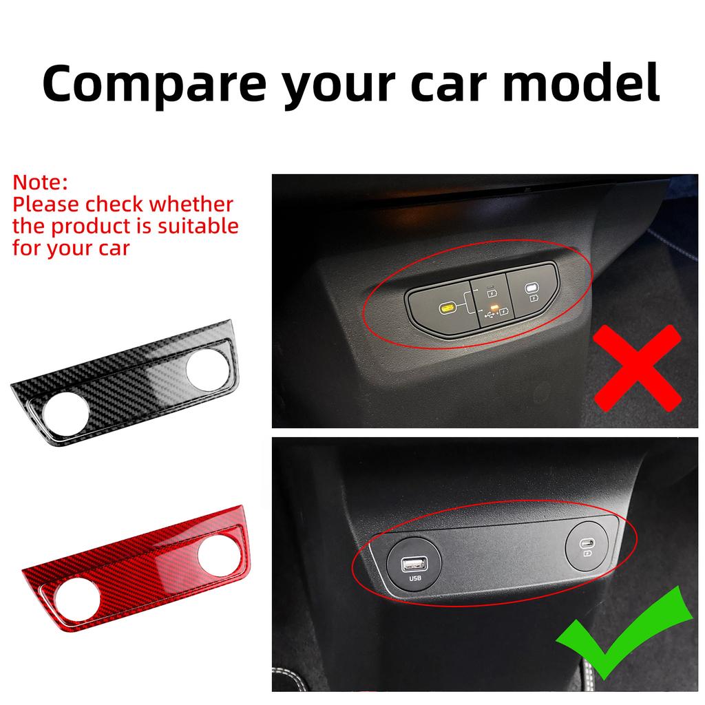 Echter Weicher Karbonfaser-Aufkleber für Kia EV6 GT EV 2022 2023 2024 2025 LHD RHD Auto-USB-Ladeanschluss Innenverkleidungszubehör