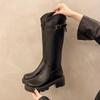 Fashion New Style Women Knee High Boots Fashion Knight Long Boots Square High Heels Autumn Winter Warm Short Plush Shoes Zapatos Mujer
